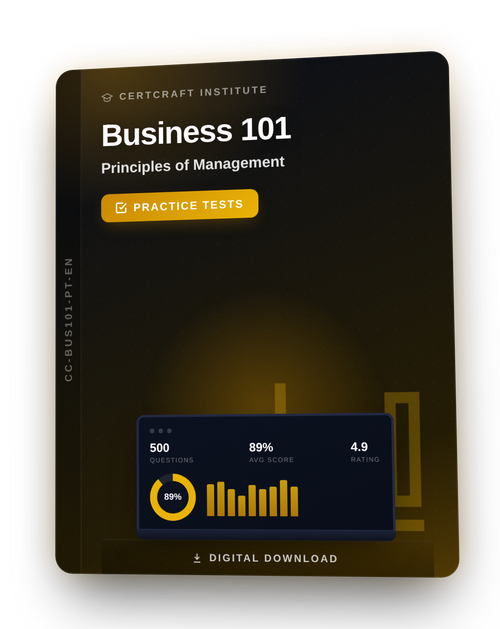 Business 101 Principles of Management Practice Tests & Exam Prep cover — CertCraft Institute
